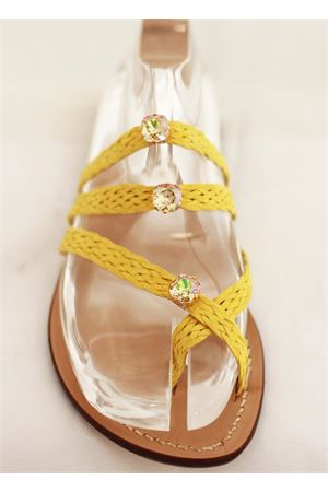 Yellow suede capri sandals with 3 jewels Da Costanzo | FORCAPLUCEGIALLO